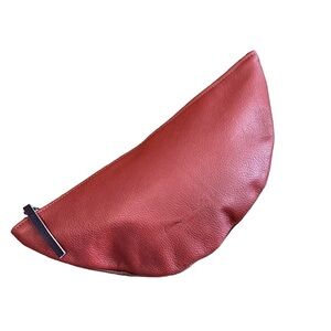LARA KLASS two tone rounded leather clutch zip pouch